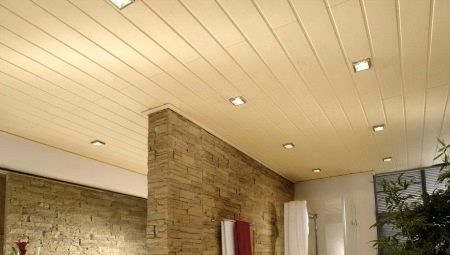 Ceiling in the bathroom made of plastic panels