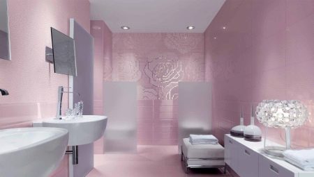 Pink tiles for the bathroom: design features, selection, beautiful examples
