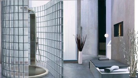 Shower cubicle made of glass blocks: pros and cons, care and design examples