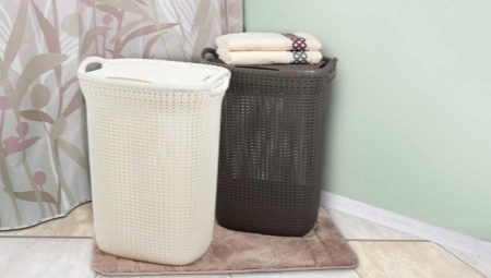 Laundry baskets in the bathroom: types and selection