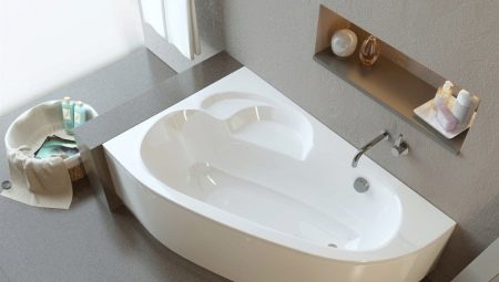 Asymmetric acrylic bathtubs: varieties, tips for choosing