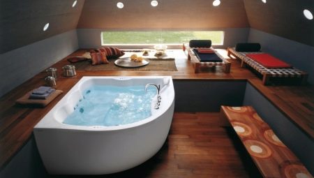 Corner baths with hydromassage: types, sizes and selection rules