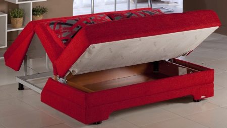 Accordion sofas with orthopedic mattress and box for linen