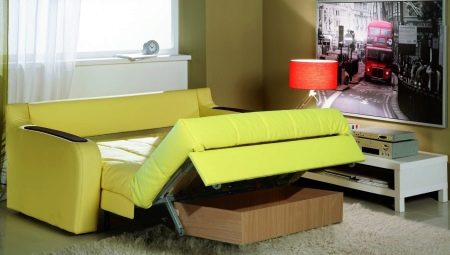 Sofas with accordion mechanism and box for linen