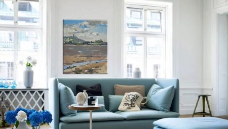 Blue sofas: types and choice of styles, combination features in the interior