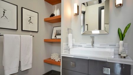 Bathroom shelves: types, selection and DIY