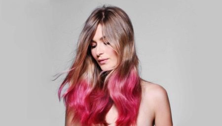Pink hair tips on light brown hair: who is it for and how to do it?