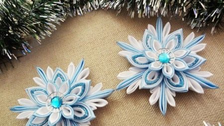 Ideas for making snowflakes using the kanzashi technique