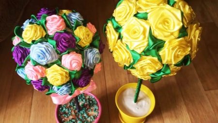 Satin ribbon topiary: interesting options and care
