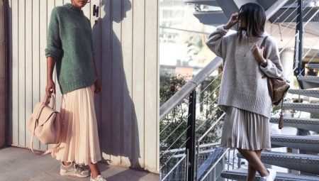 How to combine a pleated skirt with a sweater?