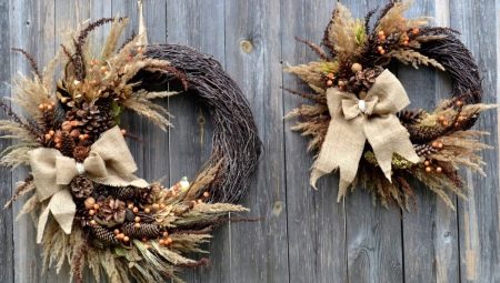Autumn wreaths on the door