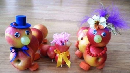 Making a caterpillar from apples