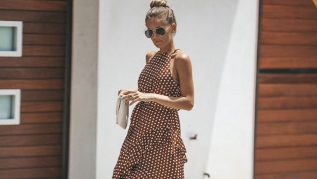 Features of beige polka dot dresses