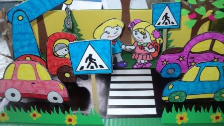Variety of crafts on the topic of traffic rules
