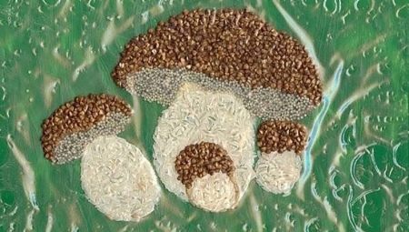 We make crafts of mushrooms from cereals and seeds