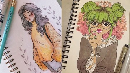 Dessins de filles pour carnet de croquis