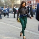 What can I wear with green pants?