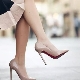 Beige patent leather heels