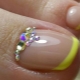 Beautiful French pedicure with rhinestones