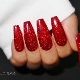 Red glitter manicure: design options and fashion trends
