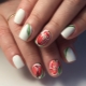 Unusual design of manicure with tulips
