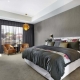 Options for using gray curtains in the bedroom interior