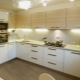 Design and layout of a corner kitchen with a refrigerator