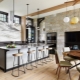 Interior design and layout of the kitchen-dining room in a private house