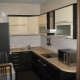 Kitchen design 7 sq. m with refrigerator