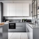 Kitchen with white top and gray bottom