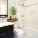 Interior design of a small bathroom combined with a toilet