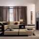 Brown curtains in the interior of the living room