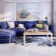 Blue sofa in the interior of the living room
