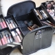 A set of makeup cosmetics in a suitcase