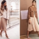 Beige pleated skirt as part of the wardrobe