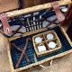 Choosing a set in a picnic suitcase