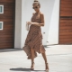 Features of beige polka dot dresses