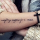 Tattoo in the form of inscriptions on the arm for girls