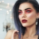 Makeup in red tones