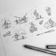 Drawings for a sketchbook in the style of minimalism