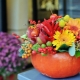 Making bouquets in pumpkins