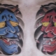 Tattoo in the form of Japanese masks