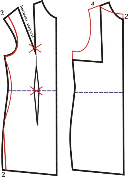 Pattern of the front of the wedding dress