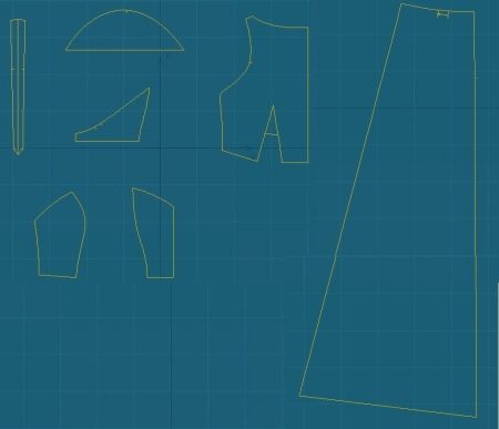 Pattern of a wedding dress on shoulder straps