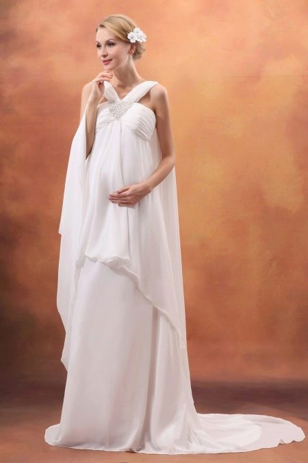 Summer wedding dress for a pregnant woman