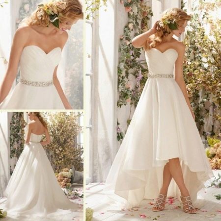 Simple wedding dress, short in the front and long in the back