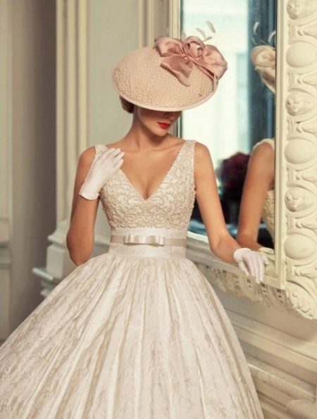 A-line wedding dress with a deep neckline