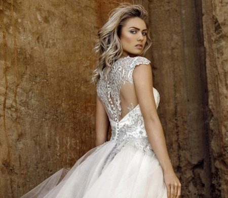 Wedding dress with openwork top