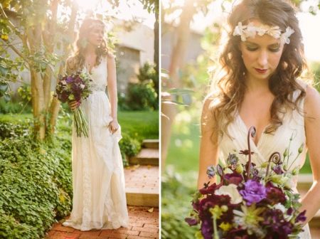 Boho bride wedding dress