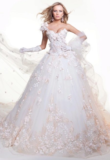 Wedding dress with floral applique from Oksana Mukha